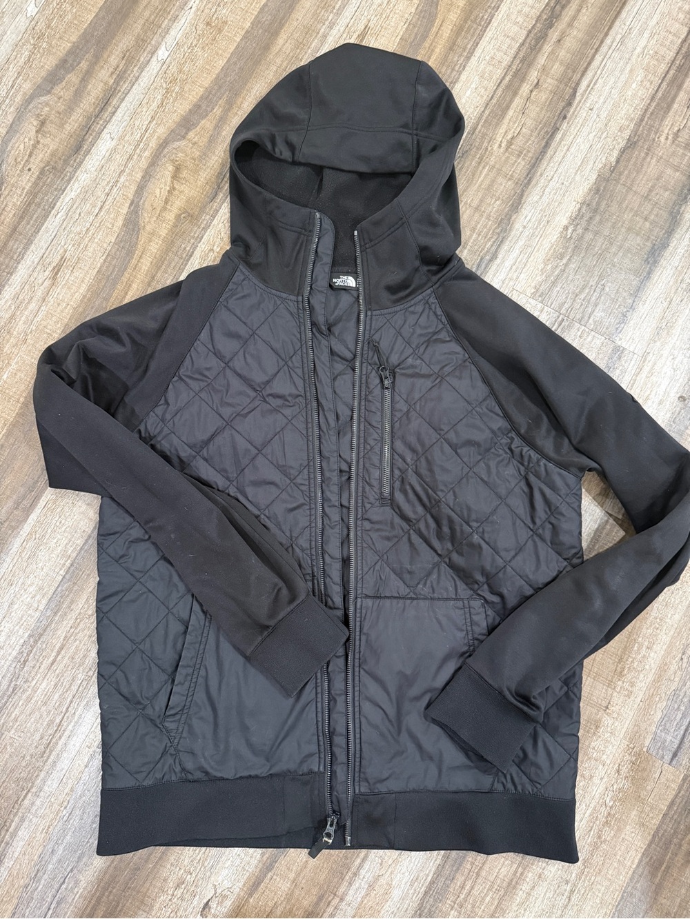 The North Face Men’s Black Hybrid Quilted Hooded Jacket Medium